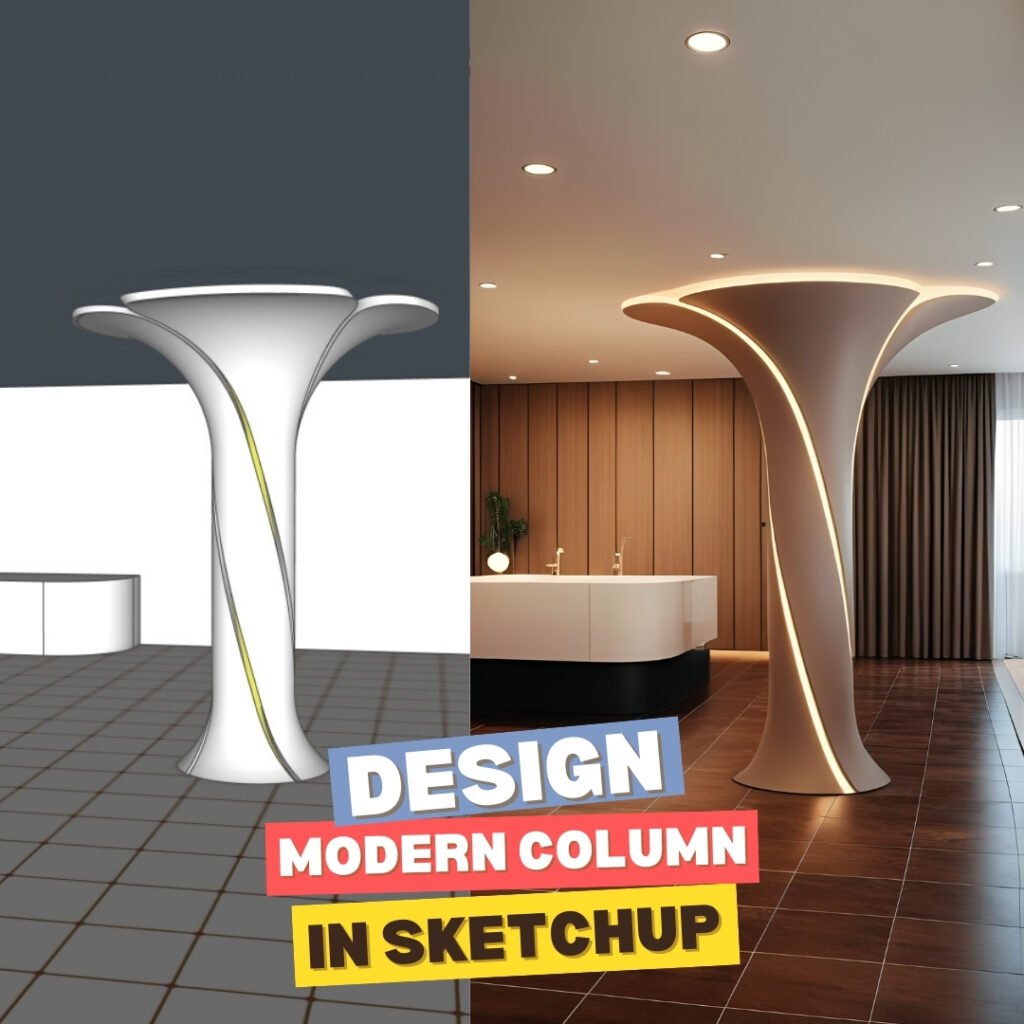 Download this beautiful and modern twisted column, designed in SketchUp, by clicking the download button