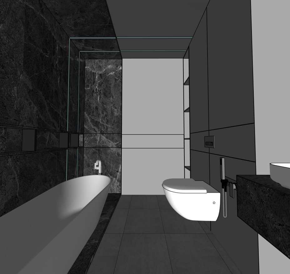 Bathroom SketchUp model — overall view