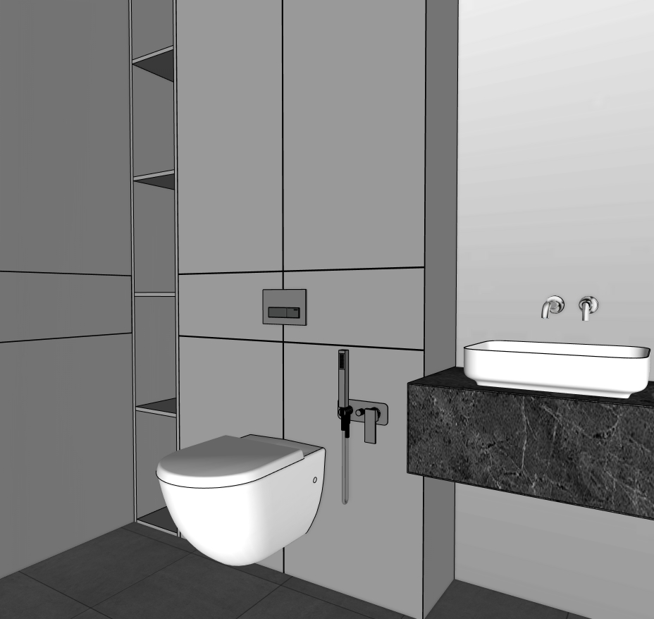 Bathroom SketchUp model — oblique view