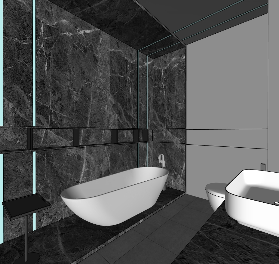 Bathroom SketchUp model — side perspective
