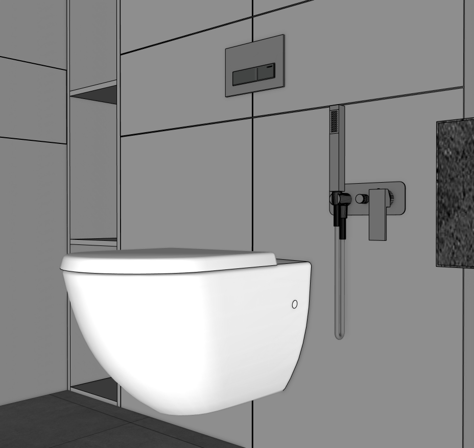 Bathroom SketchUp model — detail view