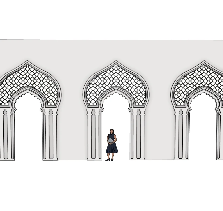 Islamic Decorative Arch SketchUp Model — angled view