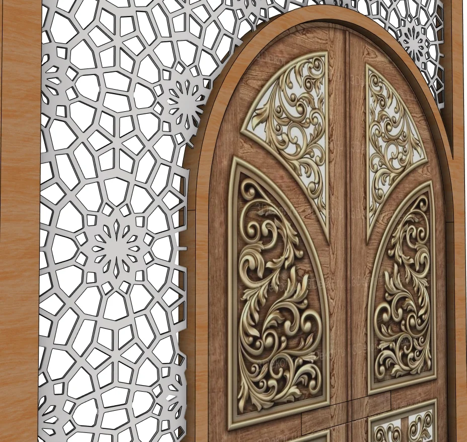 Jali Wooden Door SketchUp Model — geometry detail