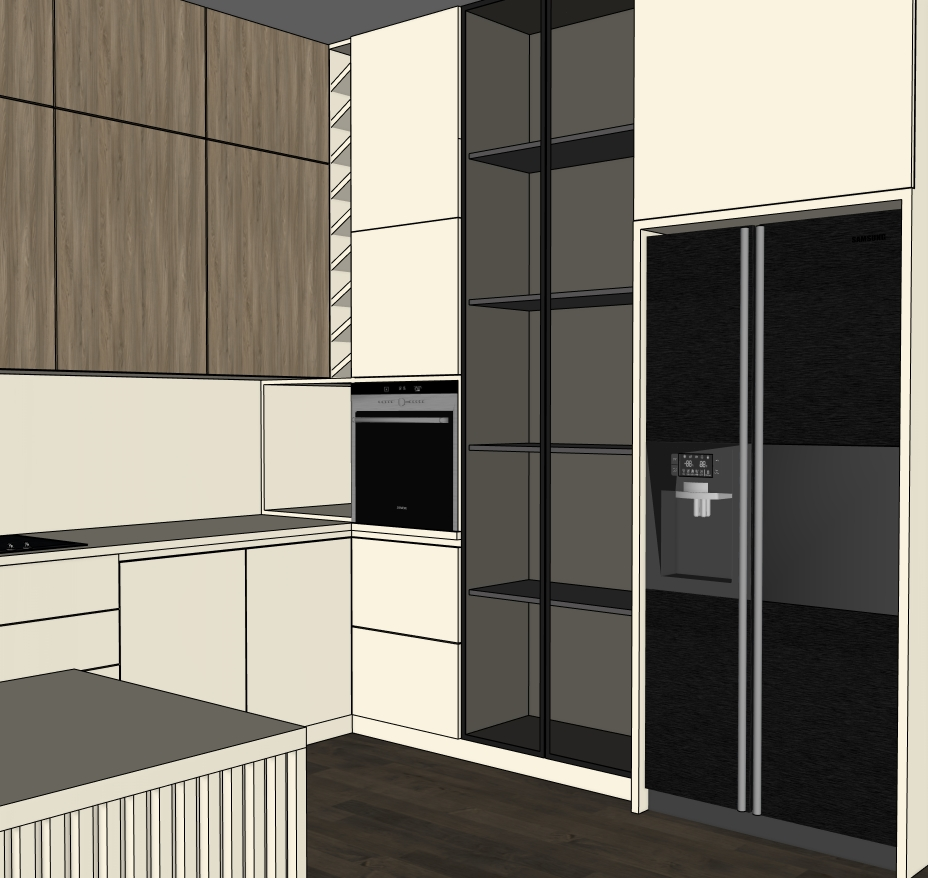 Kitchen SketchUp model — oblique view