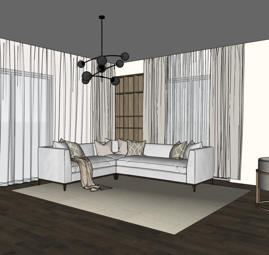 Living Room SketchUp model — overall view
