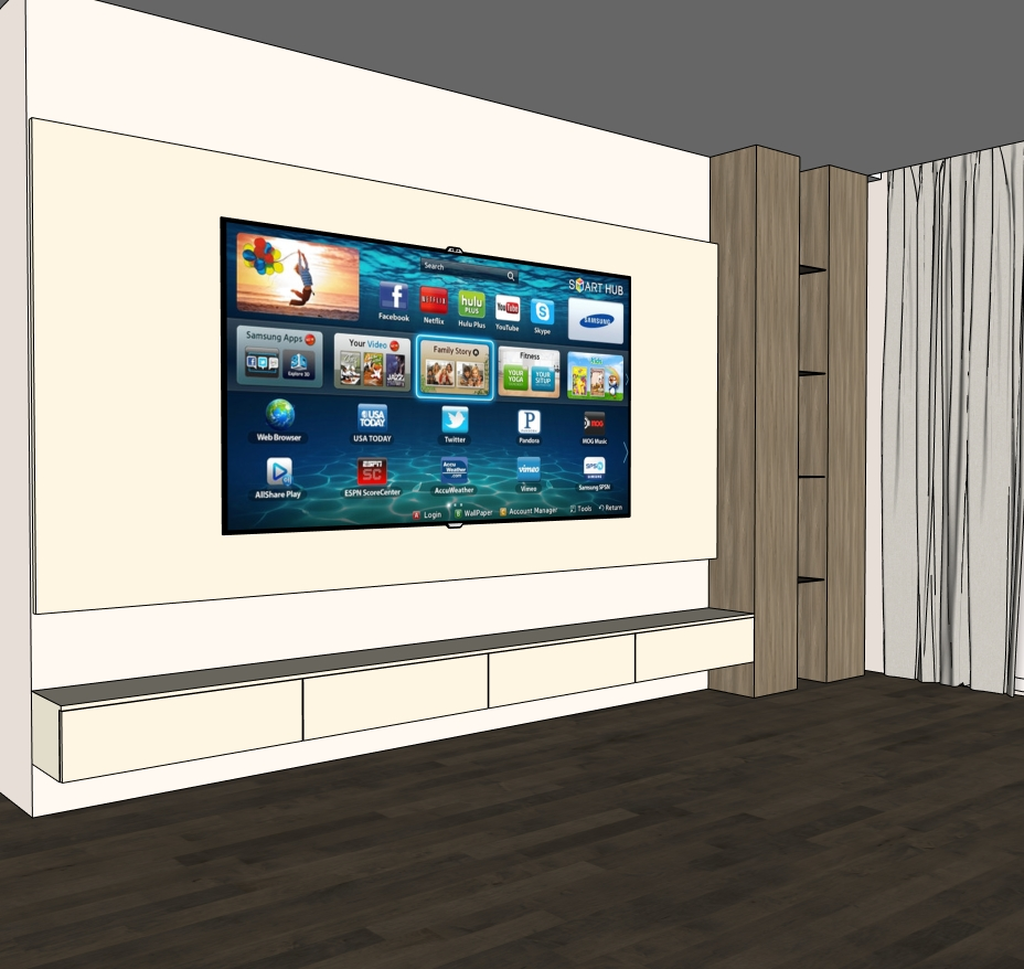 Living Room SketchUp model — oblique view