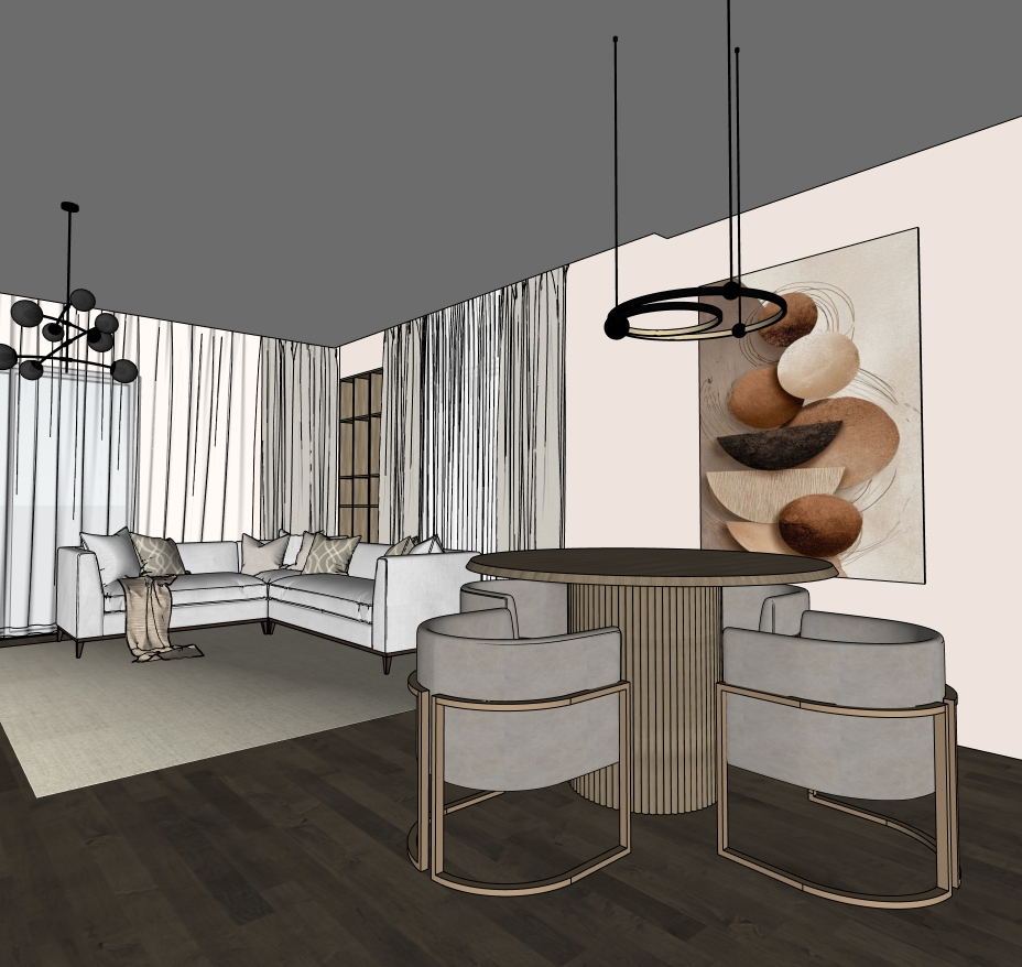 Living Room SketchUp model — side perspective
