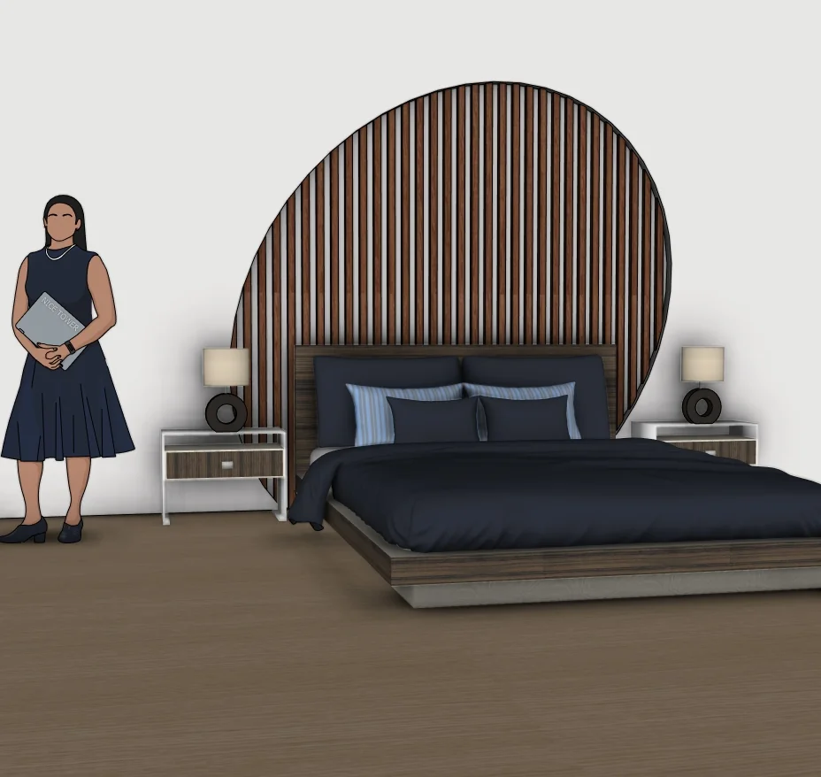 Curved Slat Bedroom SketchUp Model