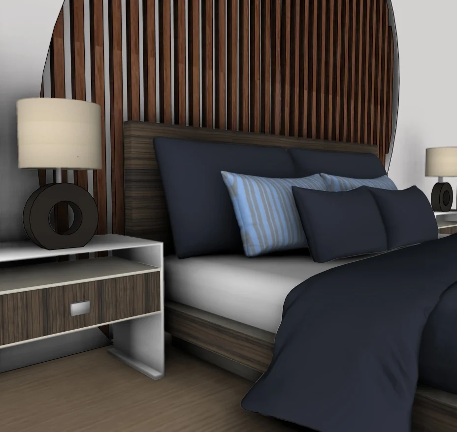 Curved Slat Bedroom SketchUp Model — geometry detail