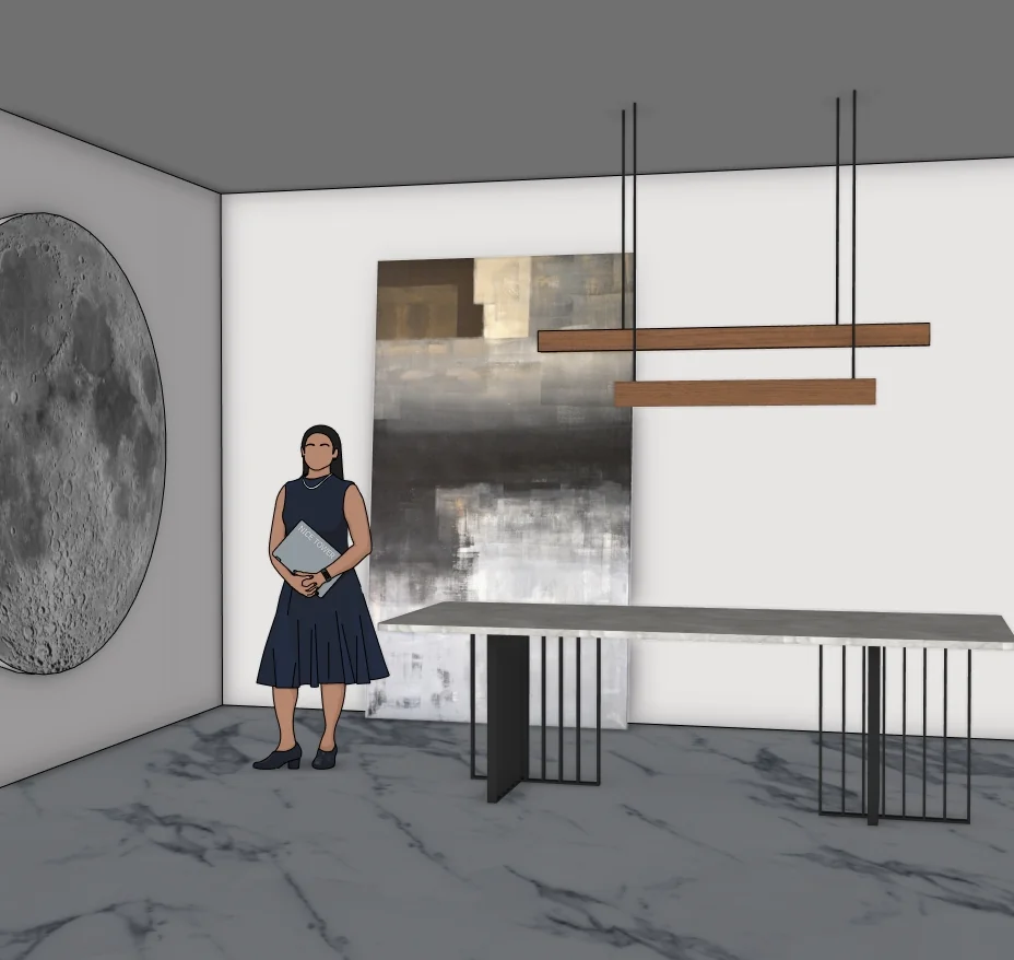 Moon Wall Art Dining Room SketchUp Model — angled view