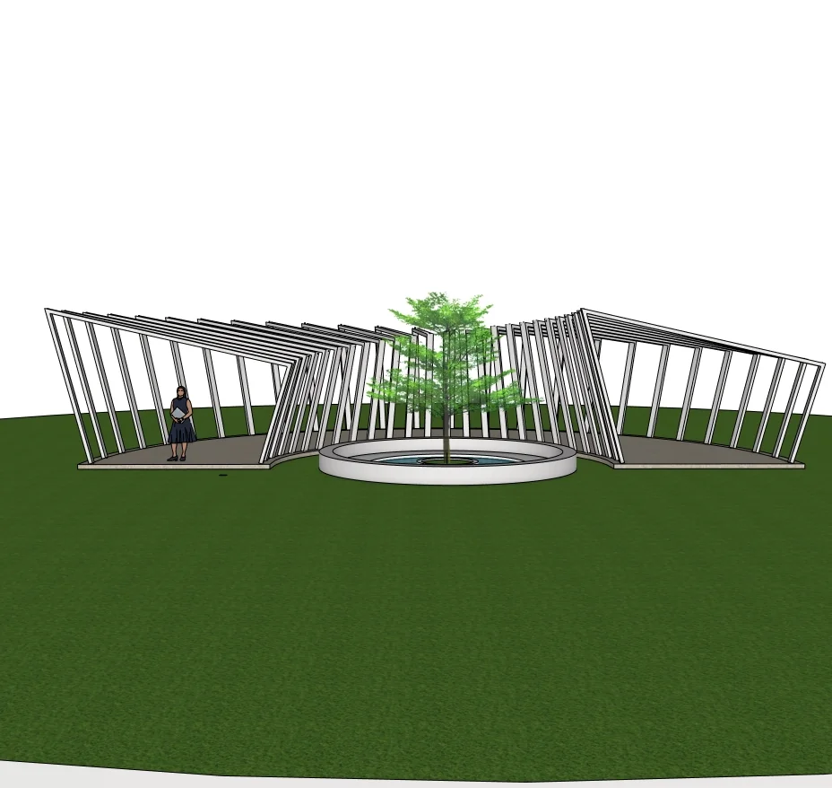 Twisted Frame Pavilion SketchUp Model — angled view