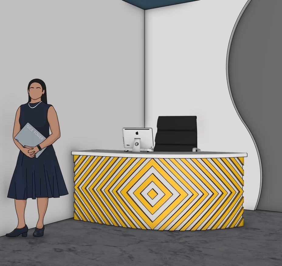 Yellow Chevron Reception Desk SketchUp Model