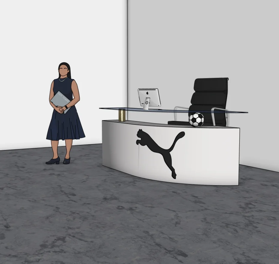 Sports Reception Desk SketchUp Model — angled view