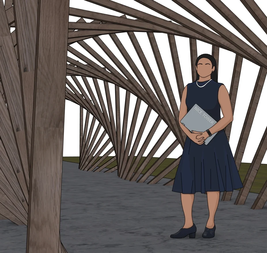 Twisted Wooden Pergola SketchUp Model — geometry detail