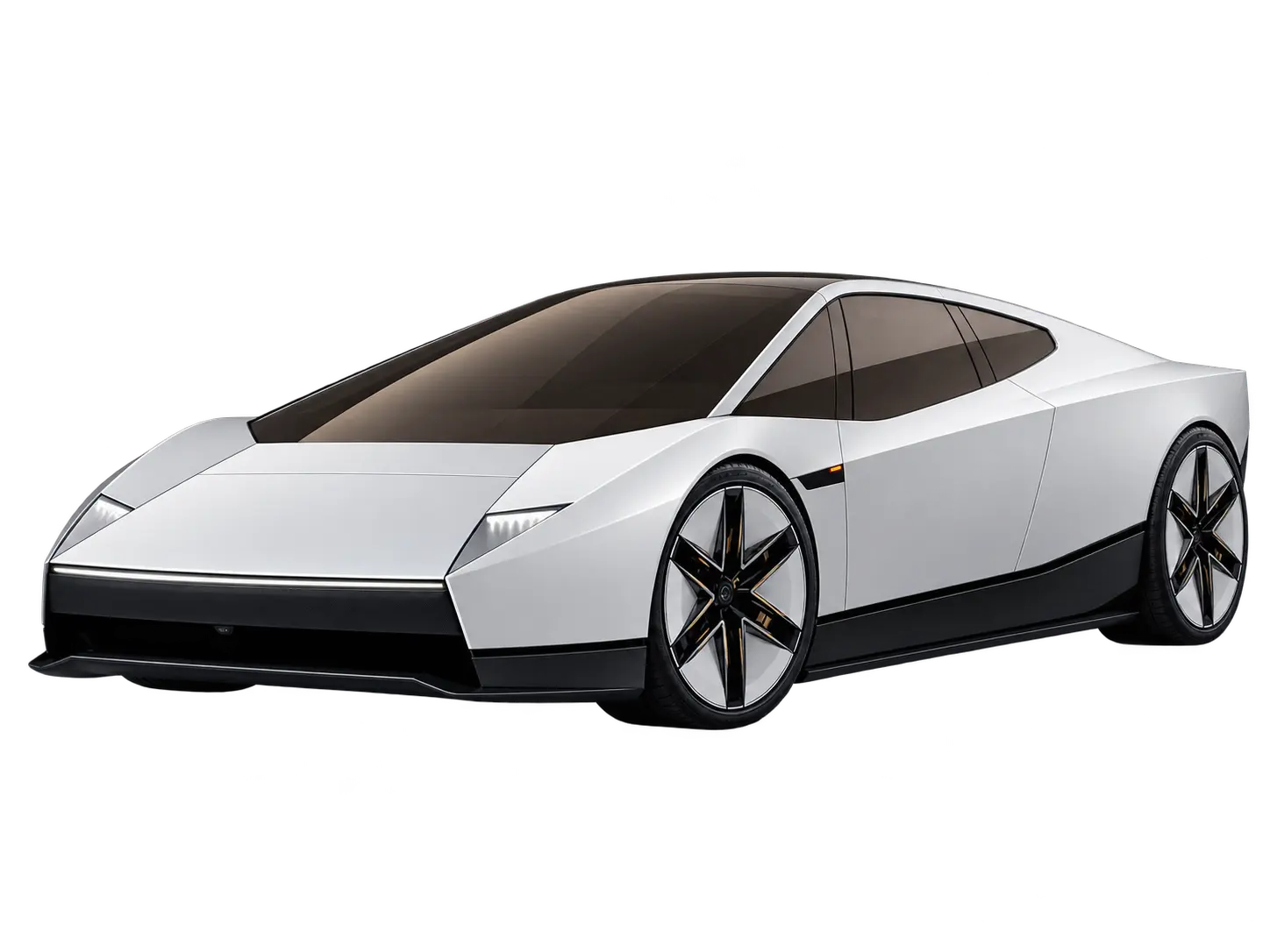 White Tesla Roadster concept car in front three-quarter view with dark glass and black alloy wheels