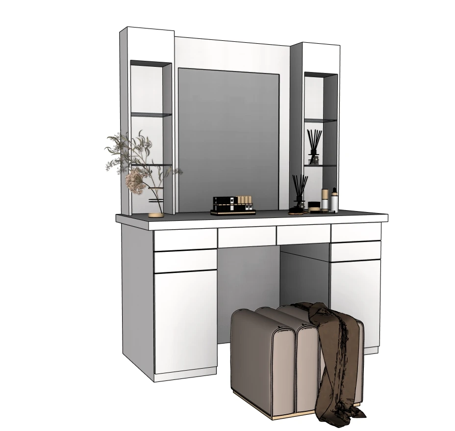 Vanity Table SketchUp Model — oblique view